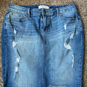 Torrid Ripped Denim Skirt